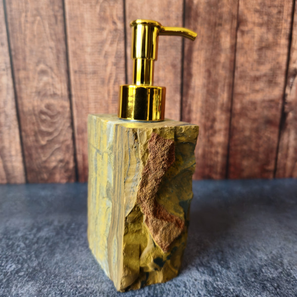 Distributeur de savon liquide en pierre - Oeil de Tigre