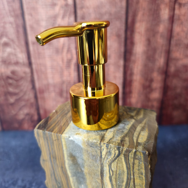 Distributeur de savon liquide en pierre naturelle - Oeil de Tigre