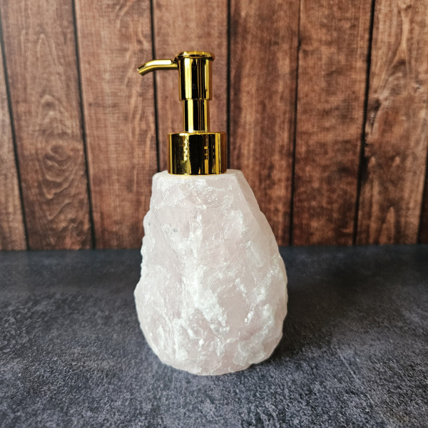 Distributeur de savon en pierre naturelle - Quartz Rose