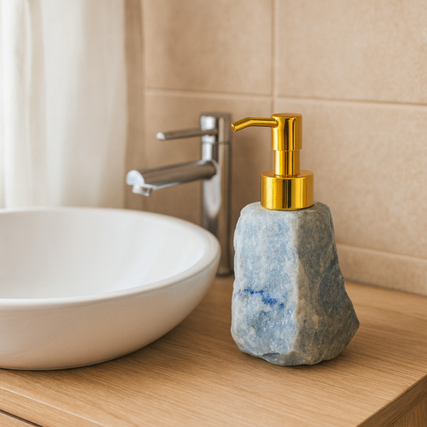 Distributeur de savon Aventurine Bleue – Élégance minérale et sérénité