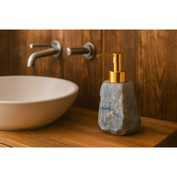 Distributeur de savon Aventurine Bleue – Élégance minérale et sérénité