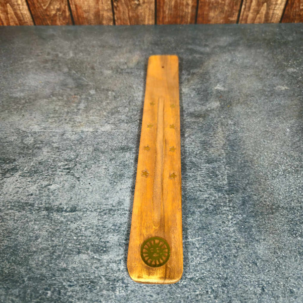 Porte-encens en bois de manguier avec sigle Soleil