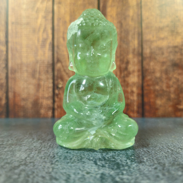 Statuette de Bouddha en Fluorine Verte