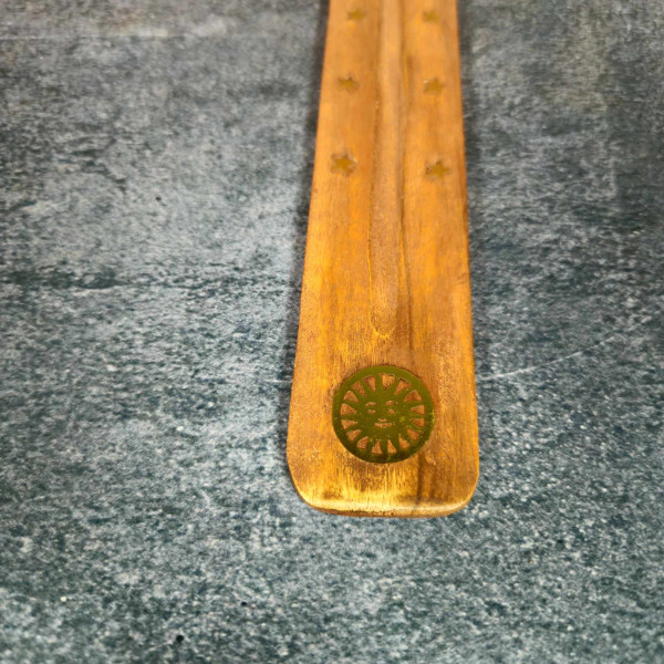 Porte-encens en bois de manguier avec sigle Soleil