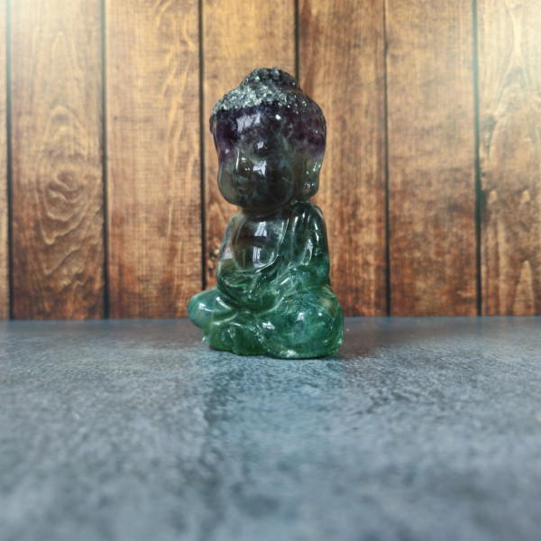 Statuette de Bouddha en pierre Fluorine Multicolore