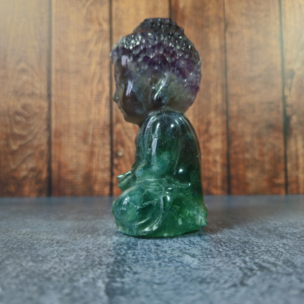 Statuette de Bouddha en pierre naturelle Fluorine Multicolore