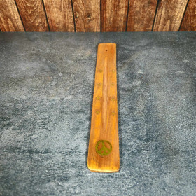 Porte-encens en bois de manguier avec symbole de la paix en laiton