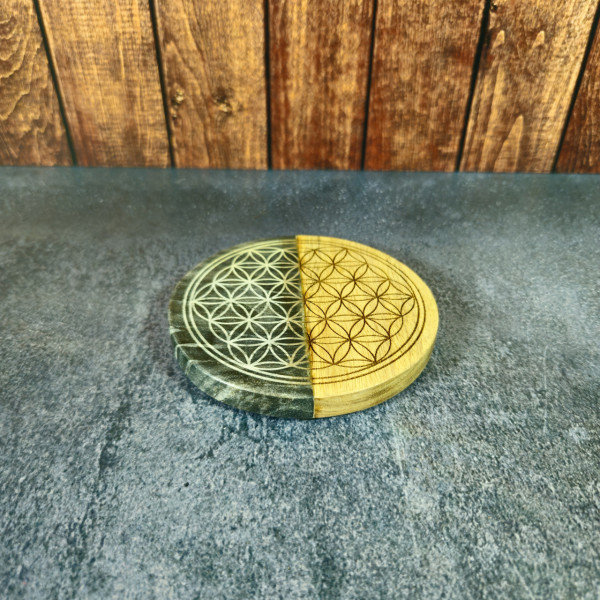 Sous Verre Fleur de Vie en Bois et Marbre