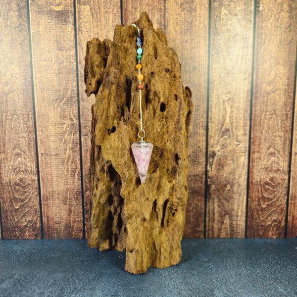 Pendule Orgonite 7 Chakras en Quartz Rose
