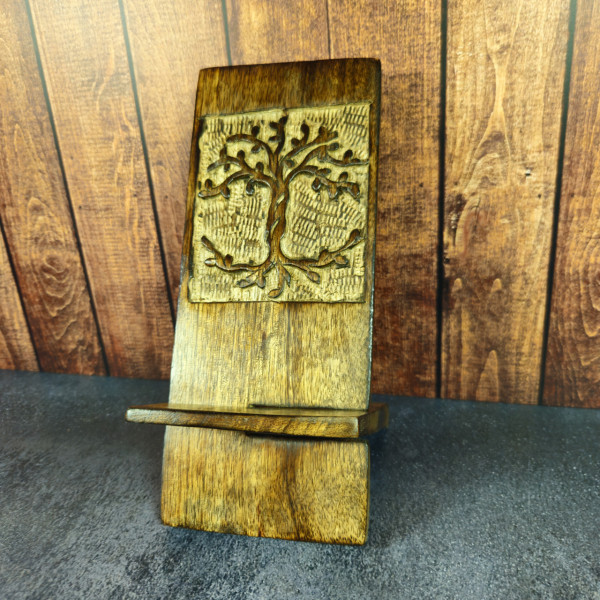 Supports Téléphone en Bois Sculpté