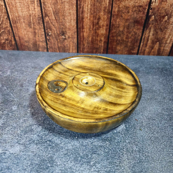 Porte-encens en bois avec symbole Yin Yang pour cônes d'encens