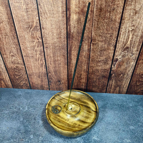 Porte-encens en bois avec symbole Yin Yang pour cônes d'encens