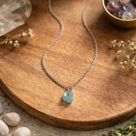 Collier en Argent 925 - Aigue Marine Pierre Brute