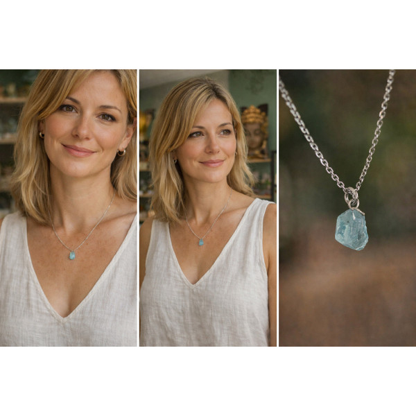 collier lithothérapie aigue-marine