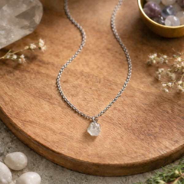 Collier Cristal de Roche Argent 925 | Bijou Pierre Naturelle – Namaste Visé