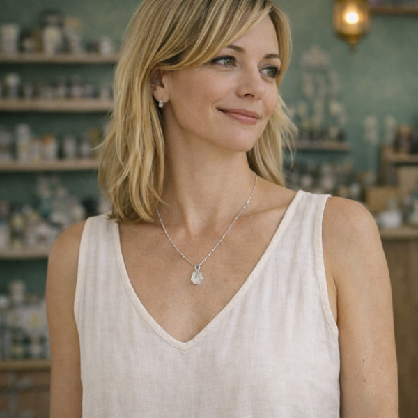 Collier Cristal de Roche Argent 925 | Bijou Pierre Naturelle – Namaste Visé