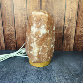 Lampe de sel Himalaya brute 1 à 2 kg, pierre naturelle authentique montée sur socle en bois