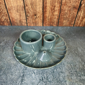 Support encens 4 en 1 lotus gris en céramique, porte-encens multifonction pour bâtons, cônes, sauge et palo santo