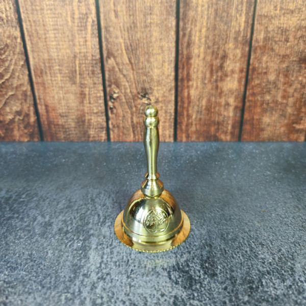 Petite clochette d’autel en laiton avec symbole Arbre de Vie, idéale pour rituels spirituels et méditation