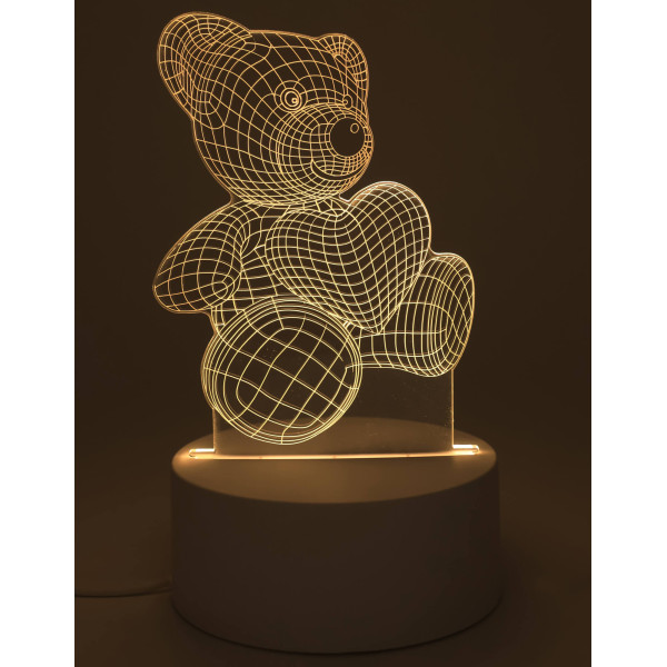 Veilleuse LED ourson allumée, diffusant une lumière blanc chaud douce et apaisante pour le sommeil