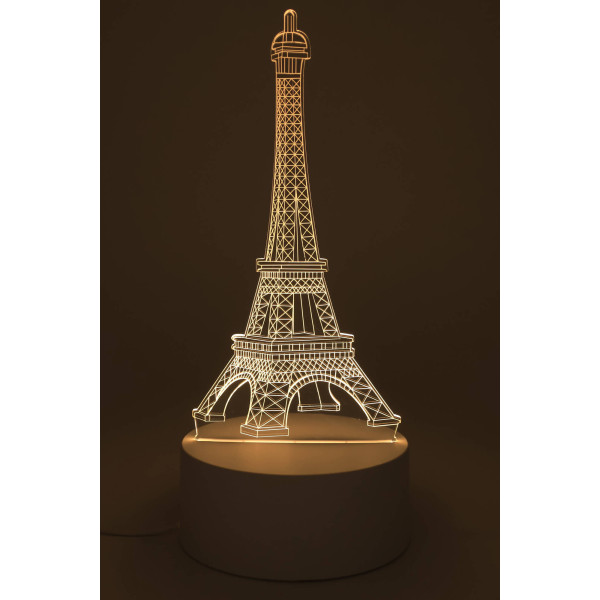 Veilleuse LED Tour Eiffel allumée : lumière chaude et rassurante pour accompagner l’endormissement en douceur