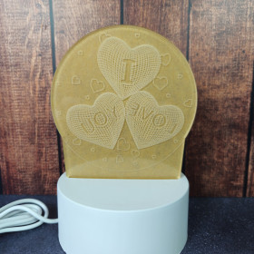 Veilleuse LED I Love You éteinte – design gravé cœur, finition élégante
