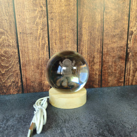 Veilleuse LED astronaute USB avec socle en bois naturel, lampe décorative douce pour chambre ou salon