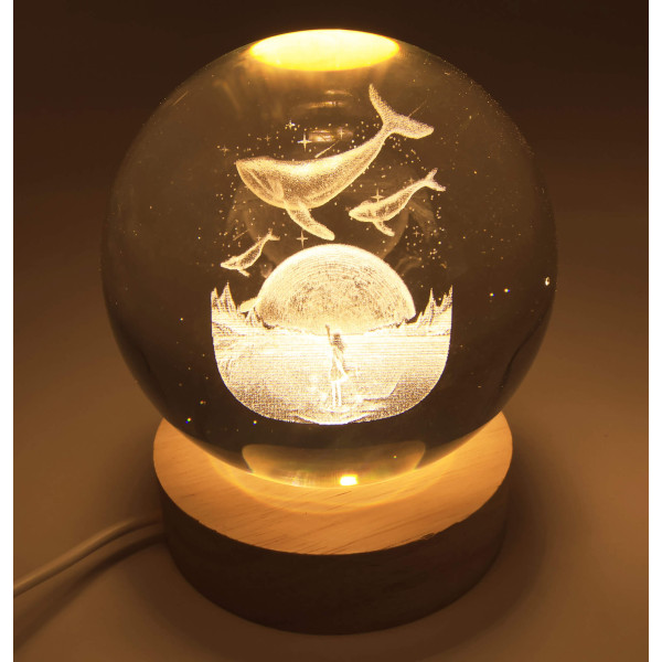 Veilleuse baleines LED allumée – lumière chaude pour rituel du coucher