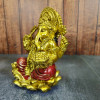 Statuette Ganesh dorée avec bol d’offrandes – dieu hindou de la sagesse et de la prospérité pour décoration zen