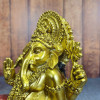 Profil statue Ganesh dorée avec lotus – statuette hindoue de chance et protection pour décoration zen