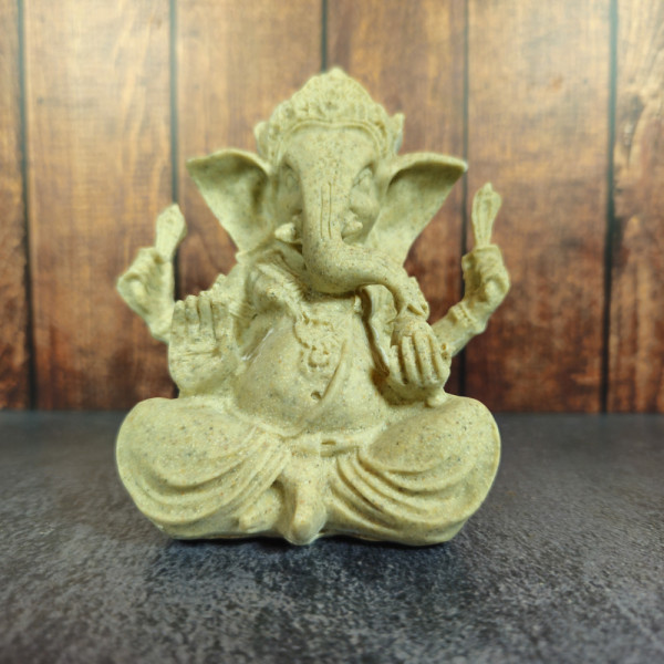 Statuette Ganesh gris assis statue hindoue spirituelle décoration zen protection sagesse Namaste Visé