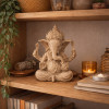Statuette Ganesh gris décoration étagère zen autel spirituel statue hindoue protection chance