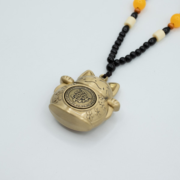 Amulette chat porte bonheur feng shui pendentif chance prospérité argent talisman spirituel Namaste Visé