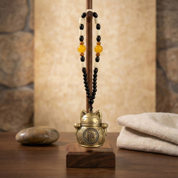 Amulette chat porte bonheur feng shui décoration zen richesse prospérité maison Namaste Visé
