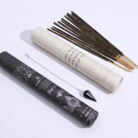 Encens rituel succès avec pendule obsidienne noire dans kit ésotérique pour manifestation abondance