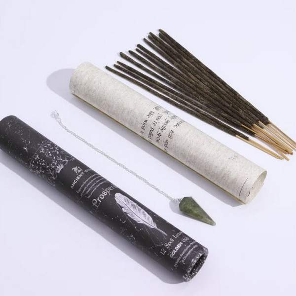 rituel prospérité complet encens bâtons pendule aventurine kit abondance énergétique