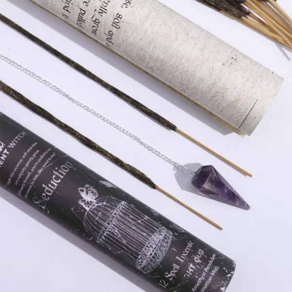 Encens rituel séduction avec pendule améthyste kit ésotérique amour attirance