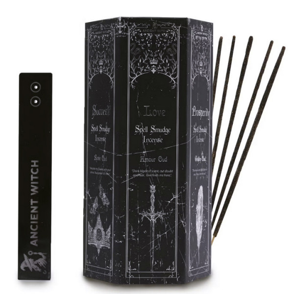 Coffret encens rituel 5 intentions purification amour prospérité succès séduction avec porte encens