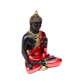 statue bouddha thai méditant rouge noir doré décoration zen maison