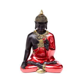statue bouddha assis méditation rouge noir doré objet décoration bouddha intérieur