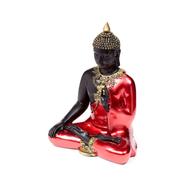 statue bouddha thai rouge noir doré vue 3 4 décoration spirituelle zen