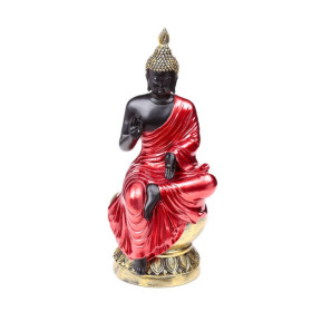 Statue bouddha rouge et or posture méditation décoration zen maison énergie positive