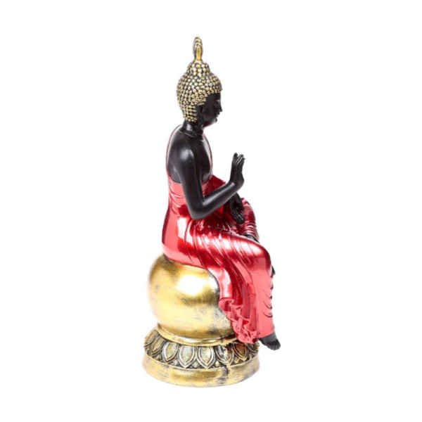 Statue bouddha thai profil arrière rouge doré décoration zen spirituelle maison