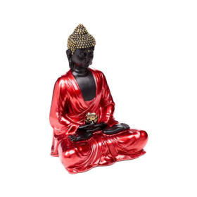 statue bouddha thai rouge noir doré assis méditation décoration zen intérieur