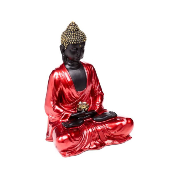 statue bouddha thai rouge noir doré assis méditation décoration zen intérieur