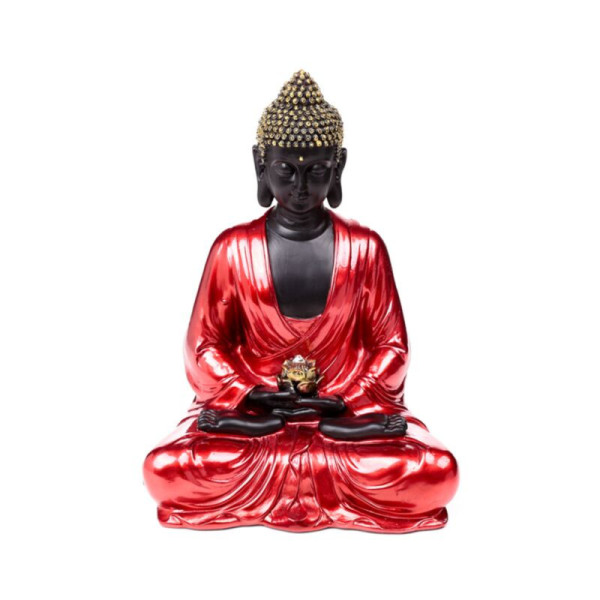 statue bouddha thai face rouge et or objet décoration zen spirituelle maison