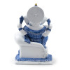 Dos de statue Ganesh bleu et blanc finition détaillée décoration spirituelle intérieure