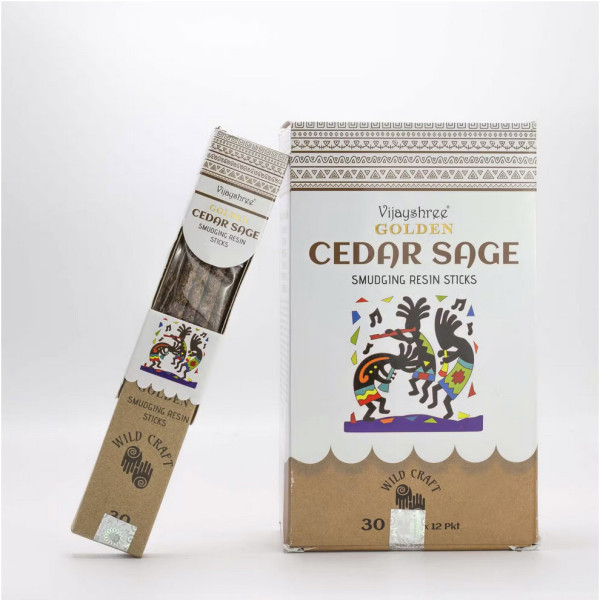 Encens résine Cedar Sage Vijayshree pour nettoyage énergétique et ancrage spirituel