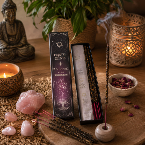 Encens à la Rose accompagné d'une pierre de lithotherapie