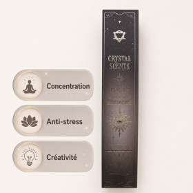 Encens Pyrite Cannelle avec bienfaits concentration, anti-stress et créativité en lithothérapie